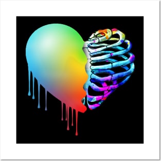 Broken heart, raimbow watercolor design, heart disease awareness Posters and Art